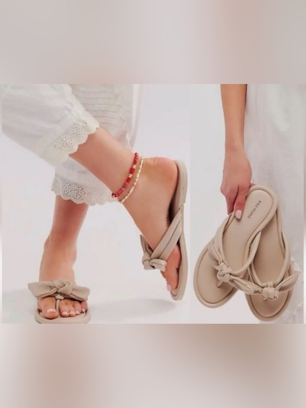 NIB Free People Brynn Bow Sandals Sz 37 / 6